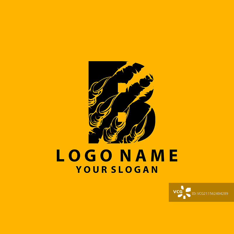 带有爪痕的字母B初始标志设计图片素材