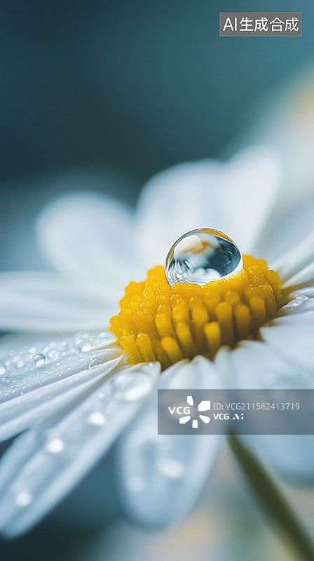 【AI数字艺术】雏菊花上的水珠图片素材