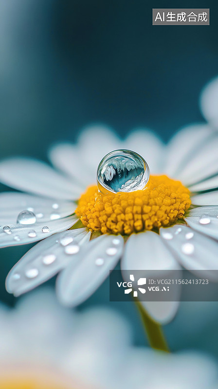 【AI数字艺术】雏菊花上的水珠图片素材