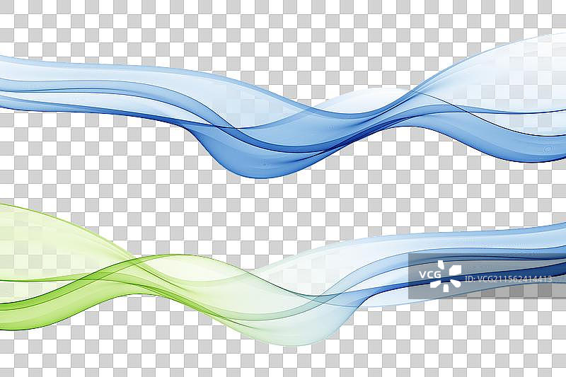 蓝色和绿色的抽象透明波浪设计图片素材