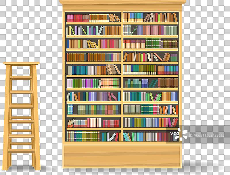 卡通图书馆书架图片素材