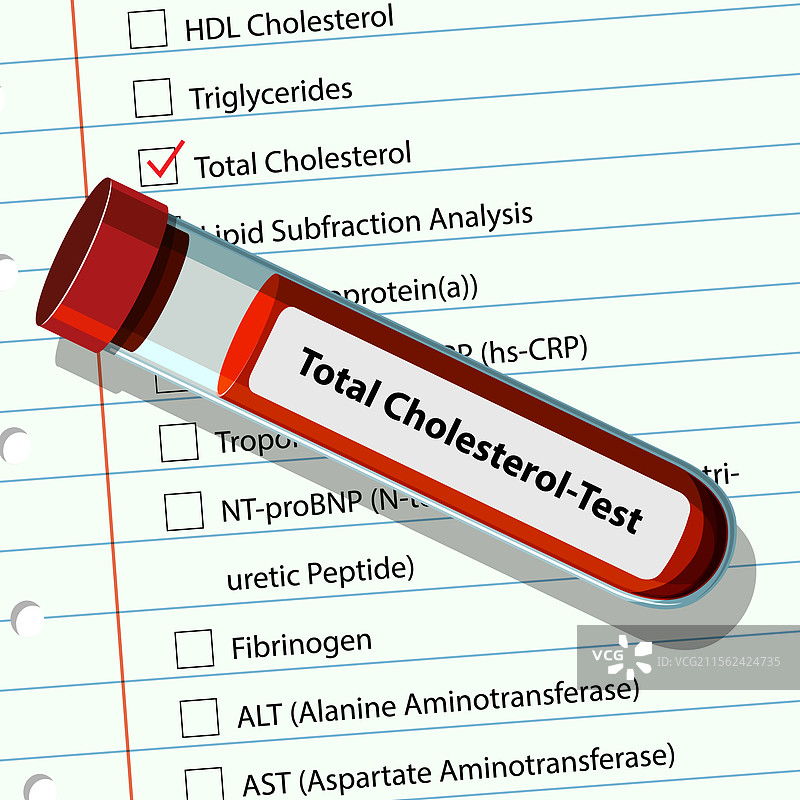 医疗检查表背景上的血液检测管图片素材