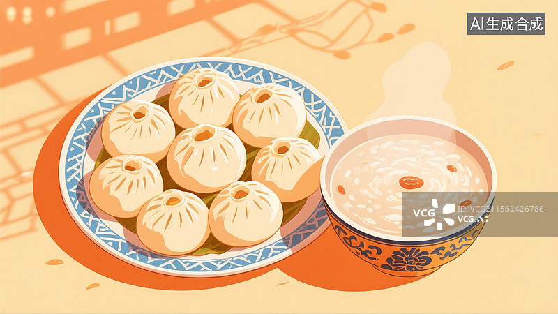 【AI数字艺术】包子稀饭图片素材