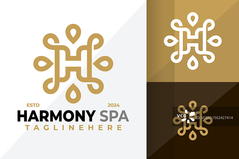 字母H和谐水疗标志图标设计图片素材