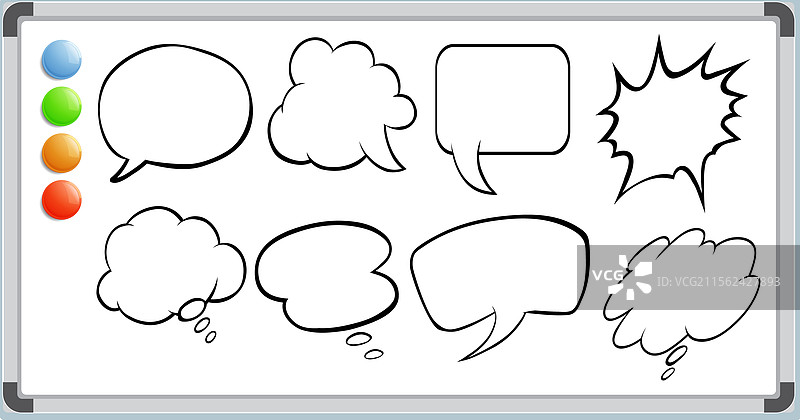 各种演讲和思考气泡在一个板子上图片素材