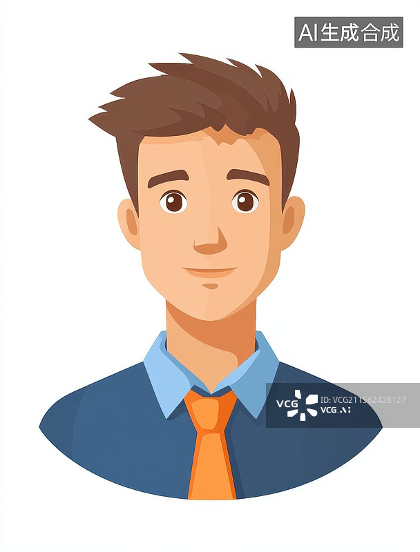 【AI数字艺术】白色背景下穿衬衫西装打领带的男性商务白领商人肖像头像图片素材