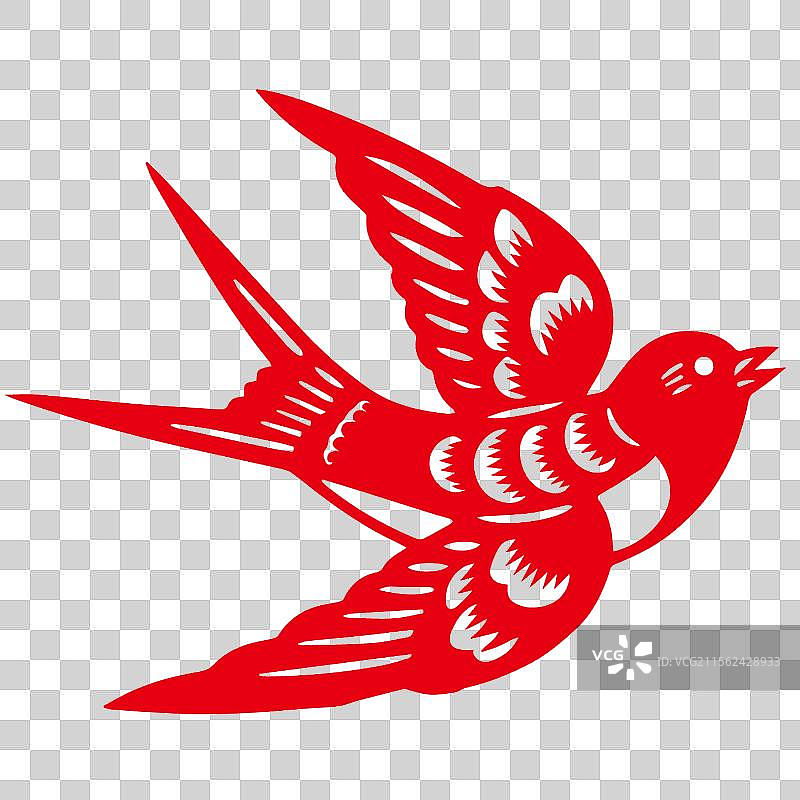 红色剪纸燕子剪影非物质文化遗产图片素材