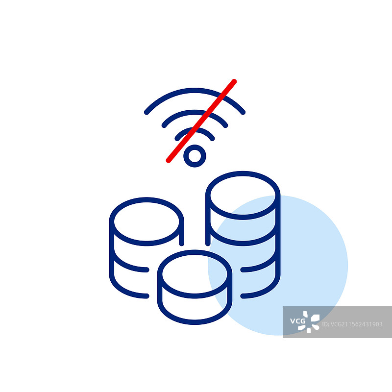 一堆硬币和无Wi-Fi符号的现金支付图片素材