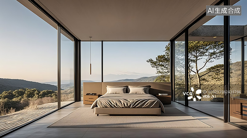 【AI数字艺术】现代时尚风格家居卧室室内设计图图片素材