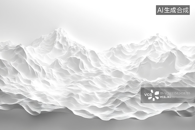 【AI数字艺术】抽象白色波浪雕塑图片素材
