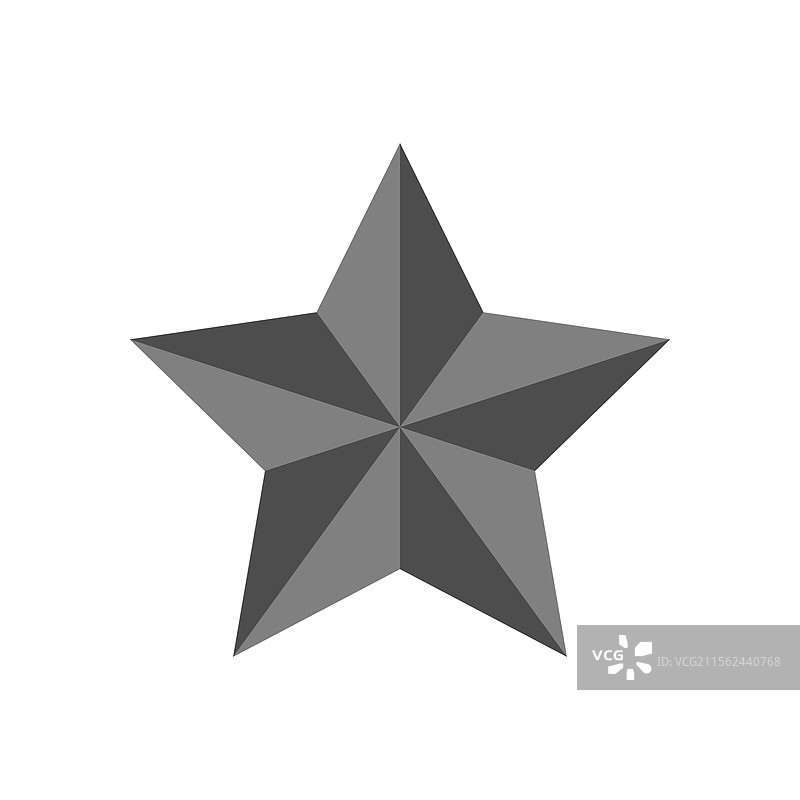 银色星星图标，金属质感的五角星设计图片素材