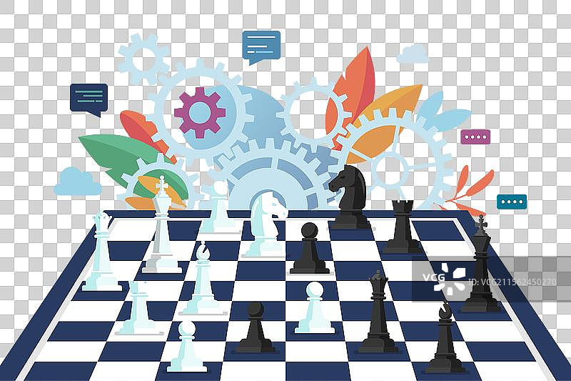 棋盘上的机械棋子图片素材