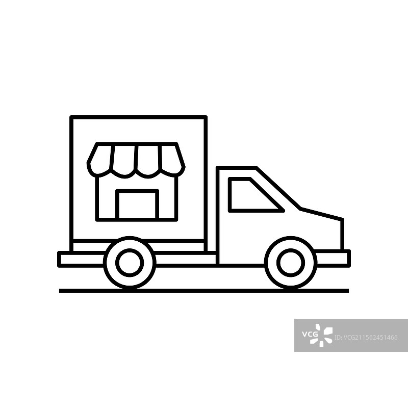 带有商店图标设计的送货卡车图片素材