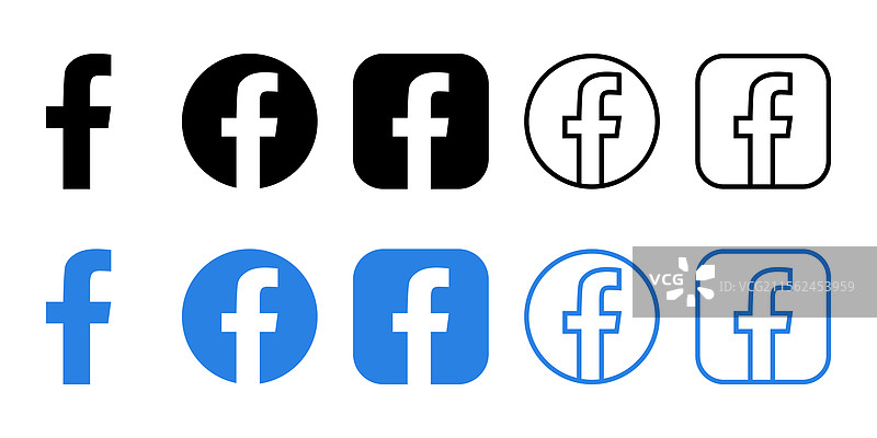 Facebook标志图标集社交媒体符号蓝色图片素材