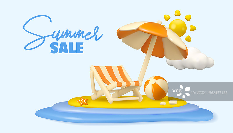 夏季促销3D横幅模板图片素材