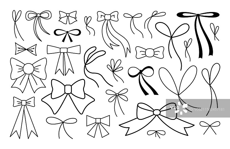 手绘系带蝴蝶结合集 系列缎带图片素材