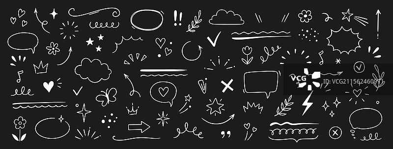 可爱的线条素描星星箭头心形装饰图片素材