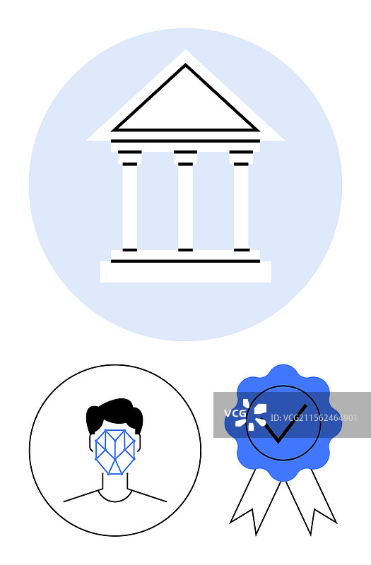 带有面部识别技术的政府大楼图片素材