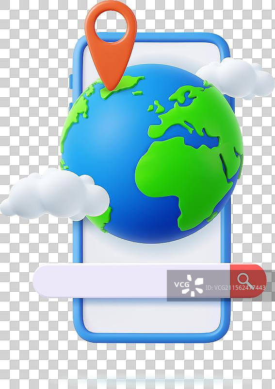 带搜索栏的3D地球仪图片素材
