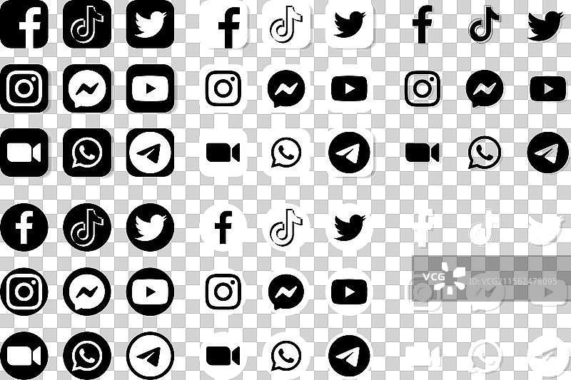 黑白社交媒体和移动设备的集合图片素材