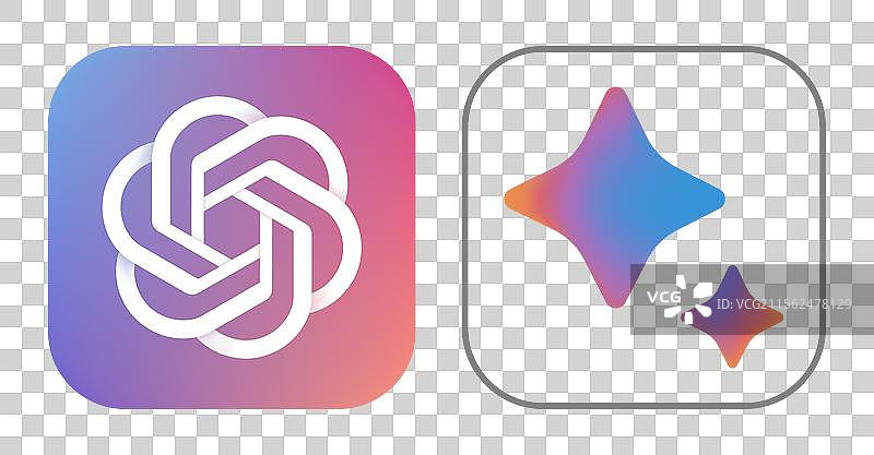 OpenAI ChatGPT和Google Bard聊天机器人套件图片素材