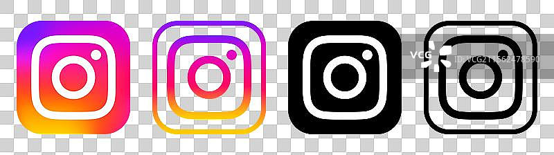 一组孤立在白色背景上的Instagram应用图标图片素材