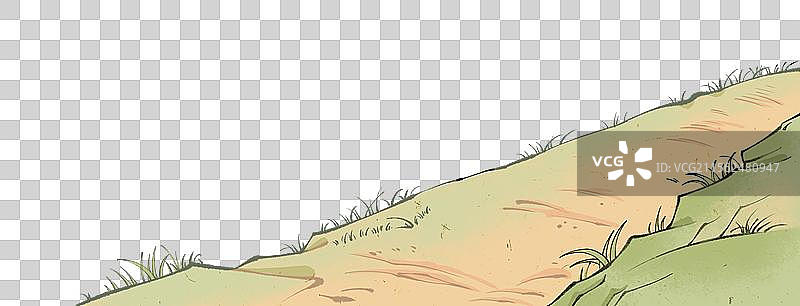 古诗词草地山路户外风景插画元素图片素材
