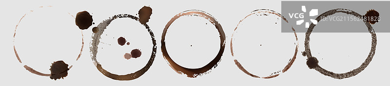 咖啡渍圆圈印记套装图片素材