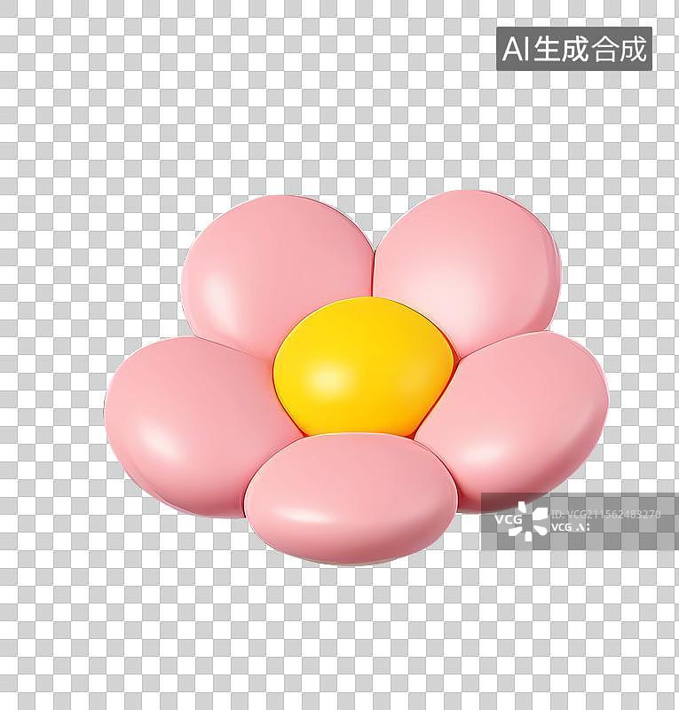 【AI数字艺术】清新可爱春天花朵图标粉色3d桃花樱花图片素材