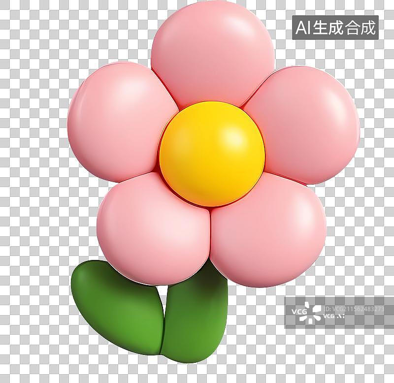 【AI数字艺术】清新可爱春天花朵图标粉色3d桃花樱花图片素材