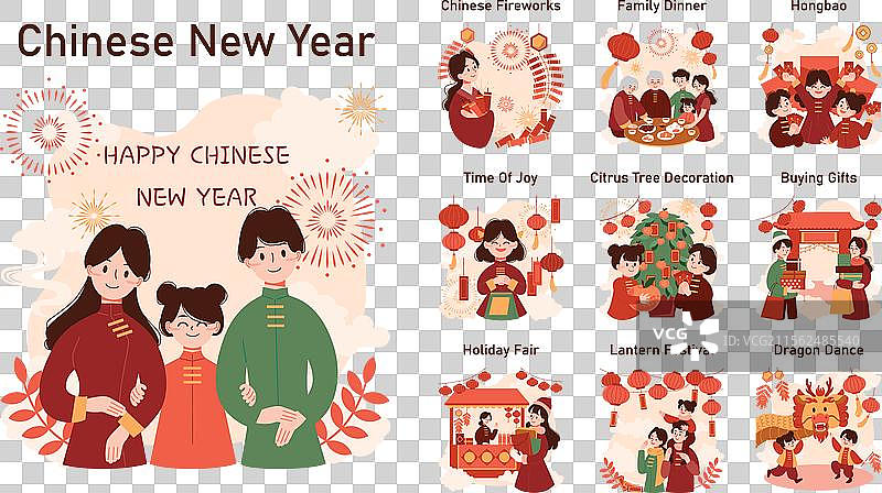 欢快的亚洲人庆祝中国新年传统图片素材