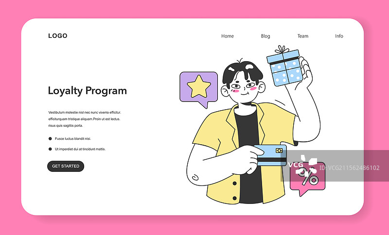 忠诚度计划网页横幅或着陆页图片素材