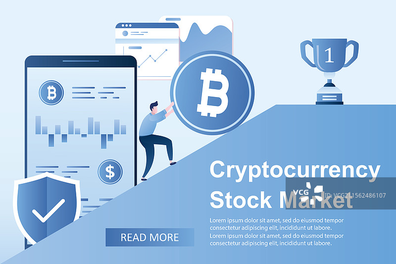 商人滚动比特币硬币和大智能手机图片素材