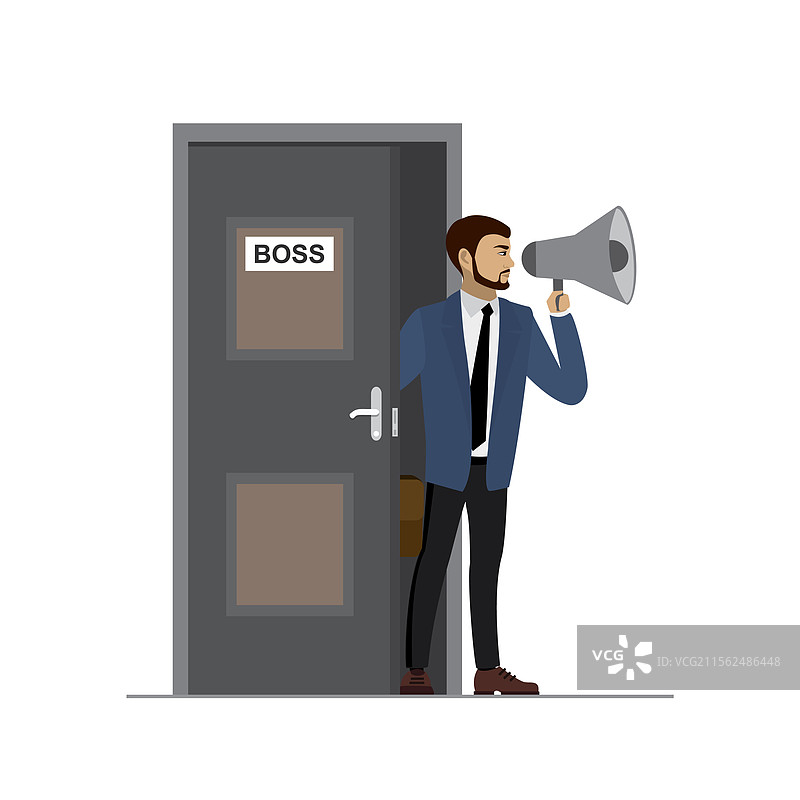 手持扩音器的商人卡通形象图片素材