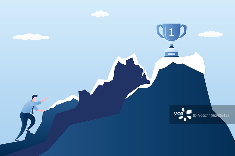 商人或办公室工作人员正在攀爬一座图片素材