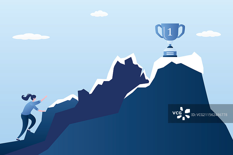 女商人或办公室职员正在攀爬一座图片素材