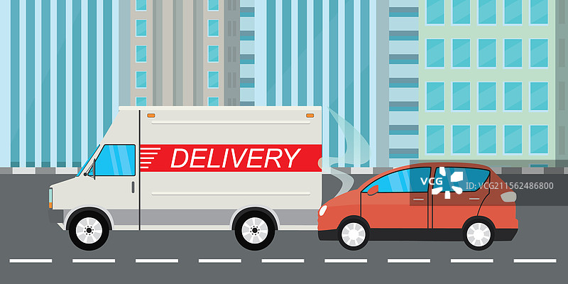 汽车碰撞卡通横幅事故与汽车和图片素材