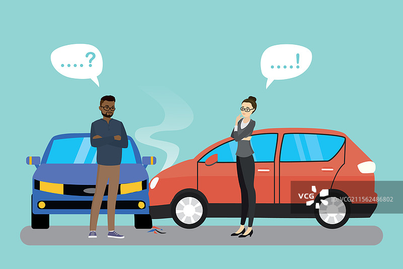 汽车碰撞卡通横幅 车辆事故概念图片素材