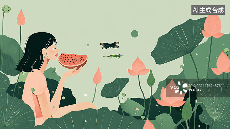 【AI数字艺术】立夏节气美女假期旅游图片素材