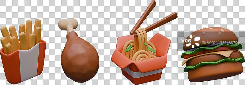 薯条、炸鸡腿、汉堡盒与图片素材