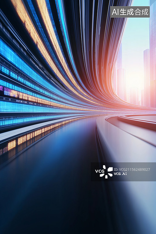 【AI数字艺术】未来科技高速公路图片素材