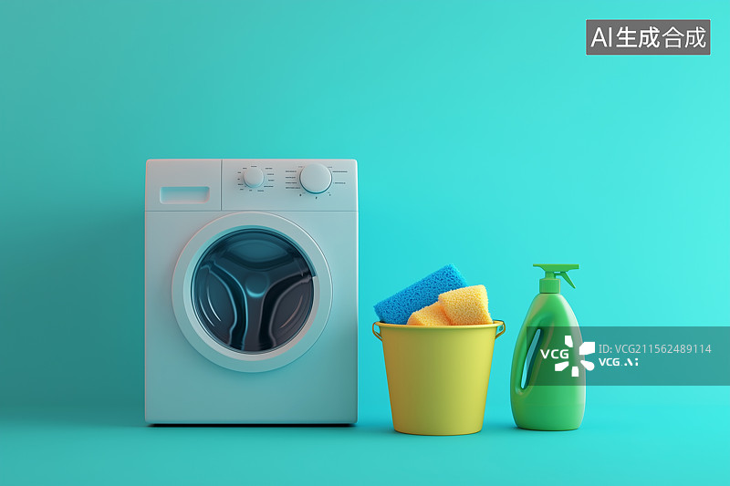 【AI数字艺术】3D洗衣机模型图片素材