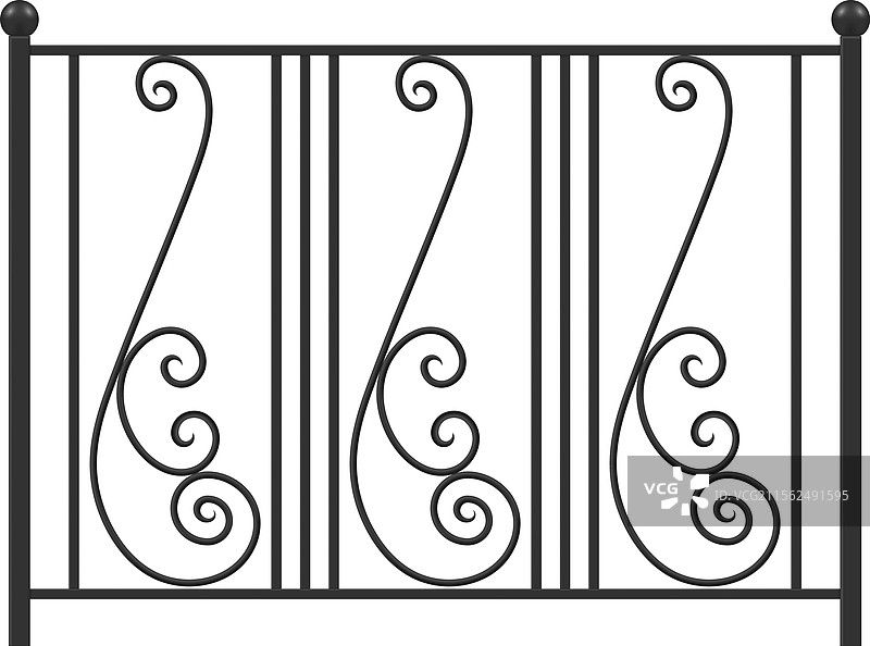 精美设计的锻造栏杆孤立在白色背景上图片素材