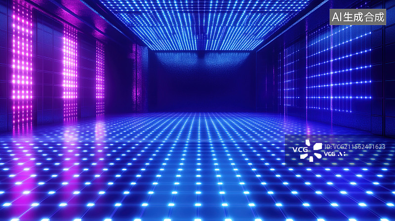 【AI数字艺术】赛博朋克风格霓虹灯3D科技展台电商背景图片素材