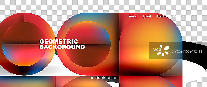 几何抽象玻璃效果，带有圆形和图片素材