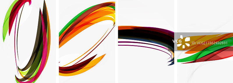 彩色波浪线海报套装，用于壁纸图片素材