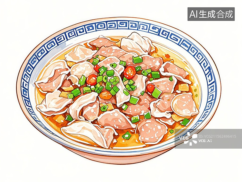 【AI数字艺术】福建福鼎肉片-传统美食小吃手绘插画图片素材