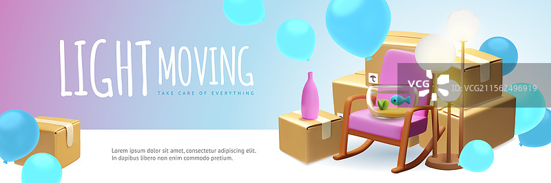 轻便移动服务3D着陆页横幅图片素材