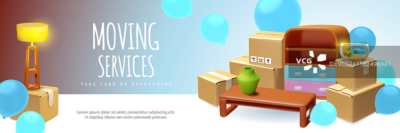 搬家服务3D着陆页横幅图片素材