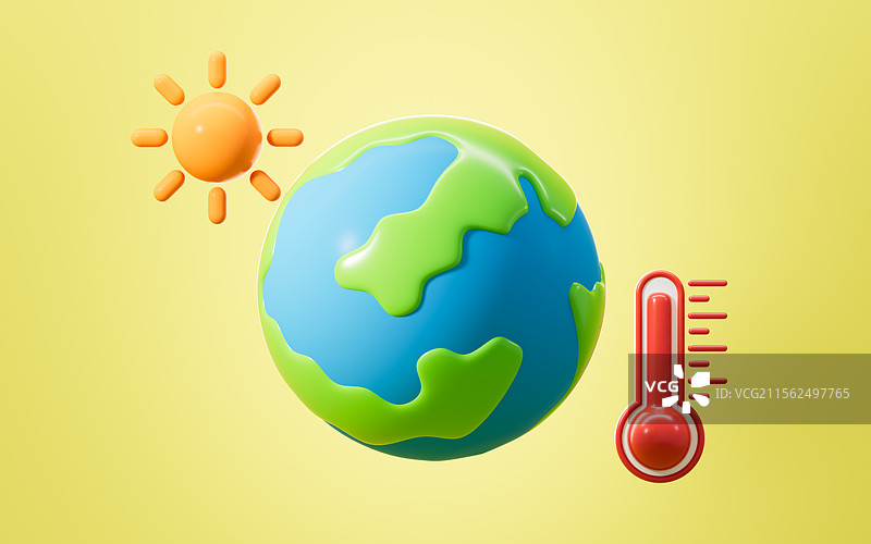 全球气候变暖概念3D渲染图片素材
